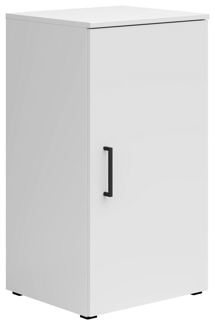 Carryhome Kommode MULTISTAURAUM Weiße Kommode mit schwarzem Griff, seitliche Perspektive
