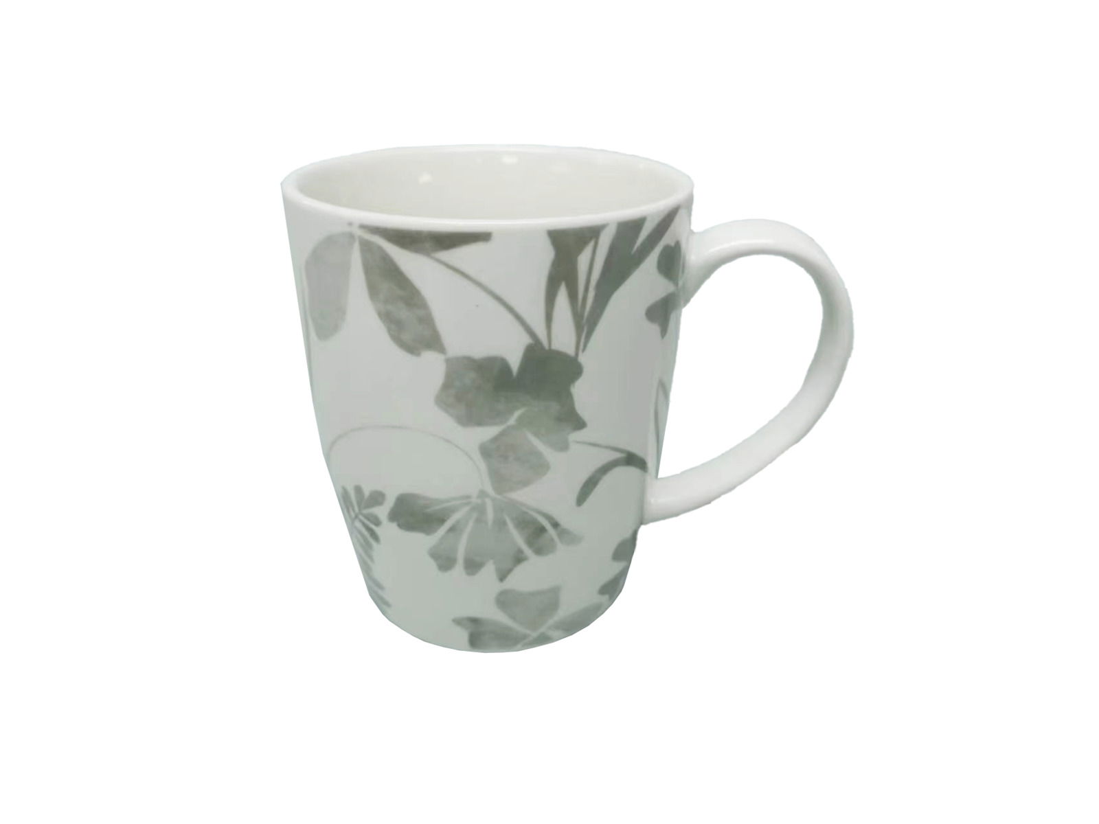 Tasse mit floralem Muster, seitliche Perspektive