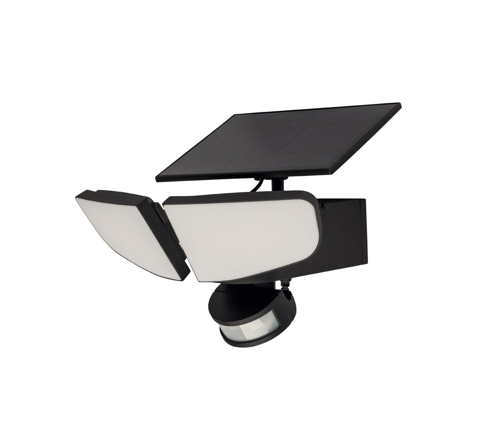 Ambia Garden Solar-LED-Außenleuchte TUCSON Solar-LED-Außenleuchte mit zwei verstellbaren Leuchtflächen und Solarpanel, seitliche Perspektive