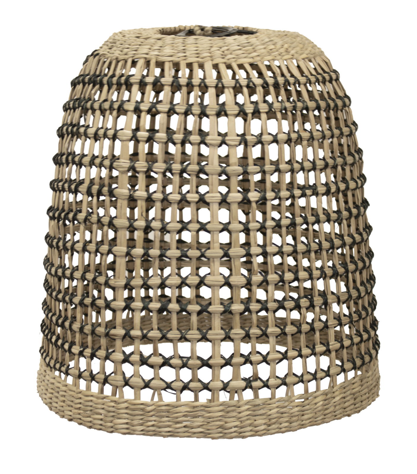 Geflochtener Lampenschirm aus Rattan in natürlicher Farbe, seitliche Perspektive