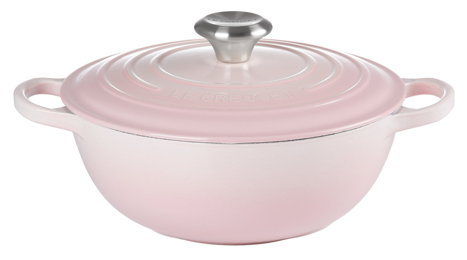 Rosa La Marmite 24cm von Le Creuset, seitliche Perspektive