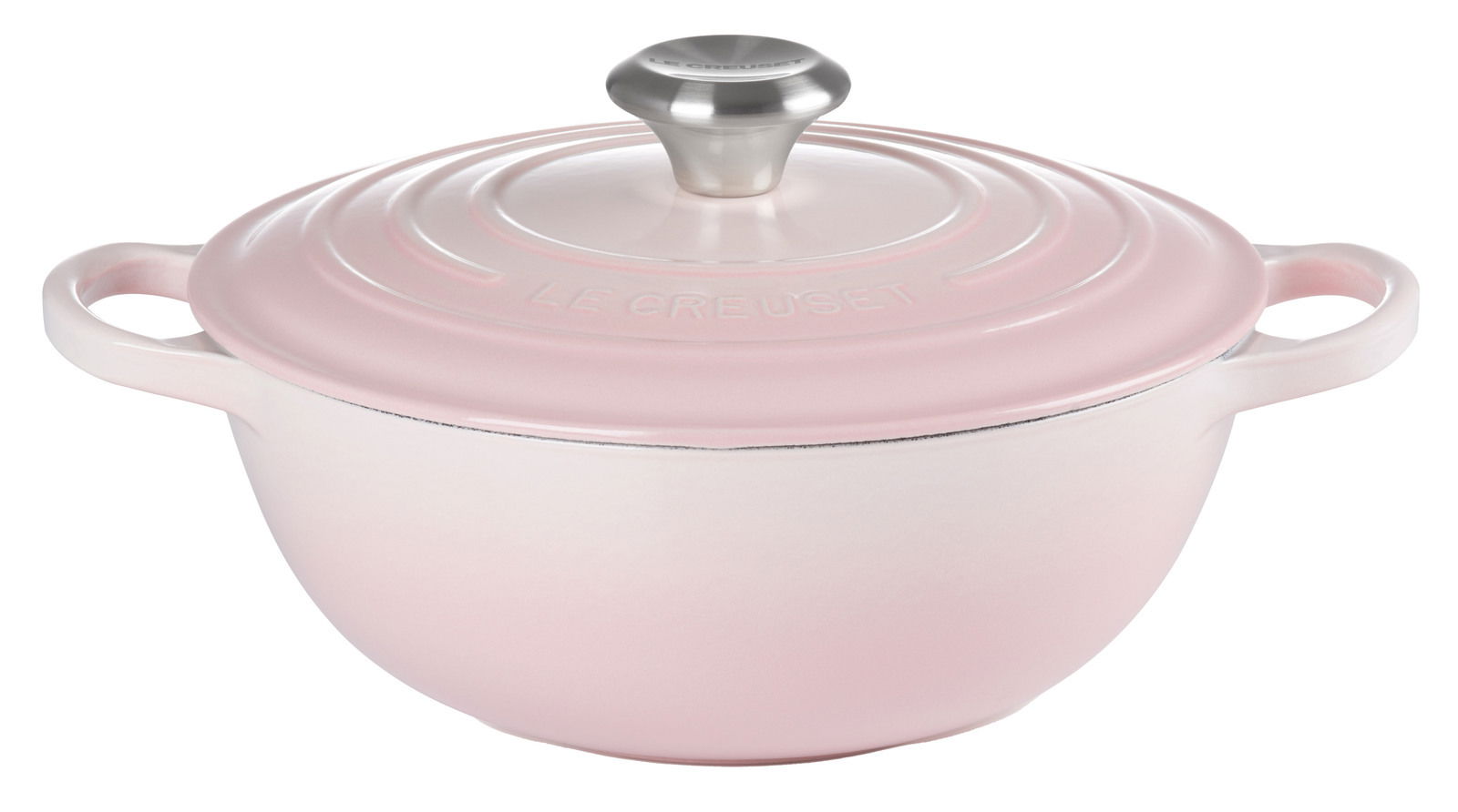 Rosa La Marmite 24cm von Le Creuset, seitliche Perspektive