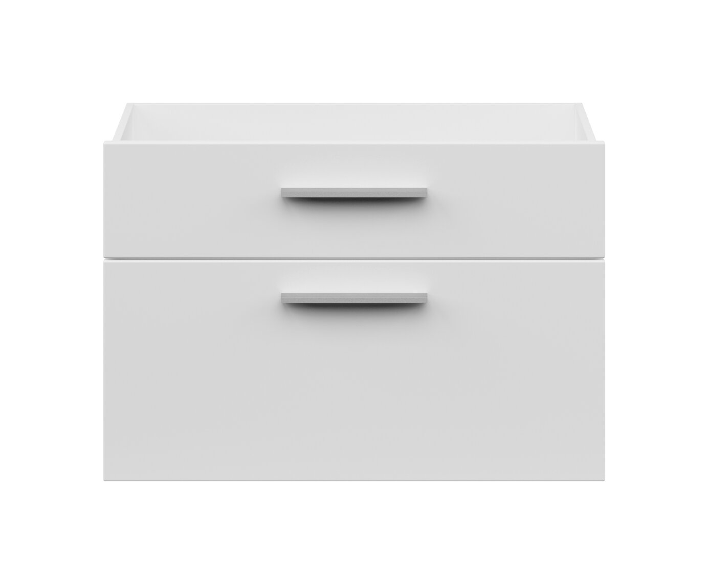 Weißes Schubladen-Set mit zwei Schubladen, frontale Ansicht