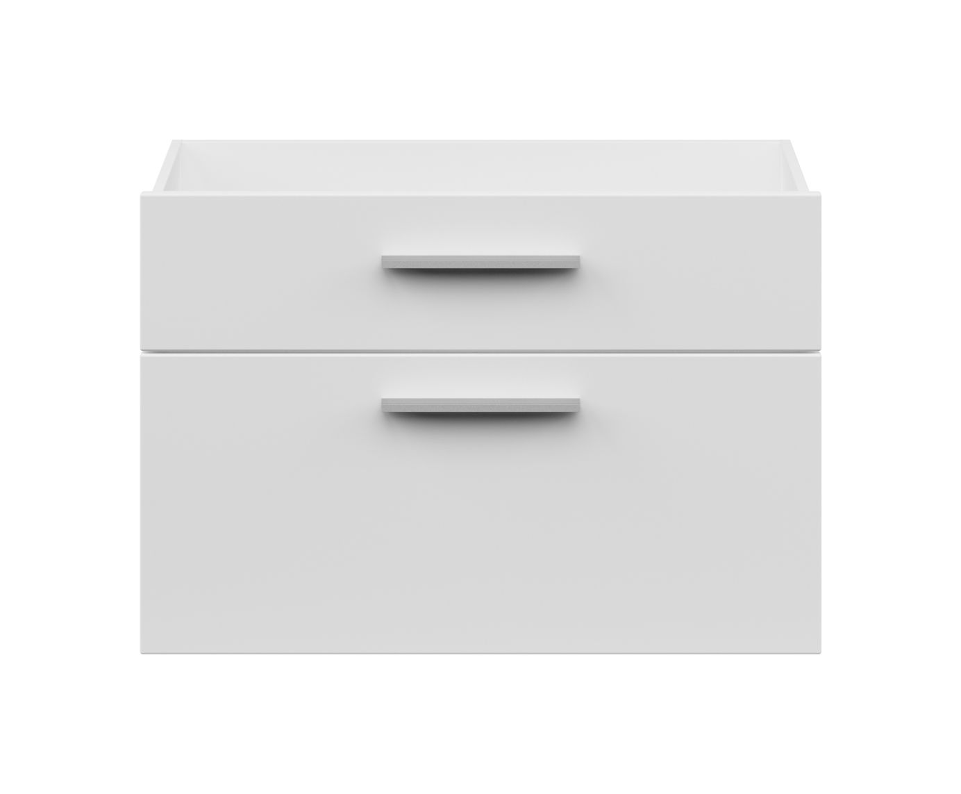 Weißes Schubladen-Set mit zwei Schubladen, frontale Ansicht