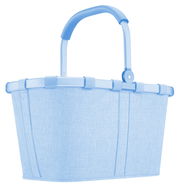 Hellblauer Einkaufskorb mit stabilem Griff, seitliche Perspektive