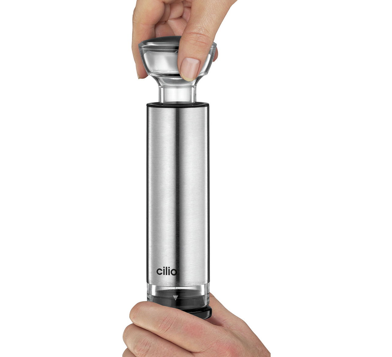 Weinpumpe CAMPANIA aus Edelstahl, von Hand bedient, in vertikaler Perspektive