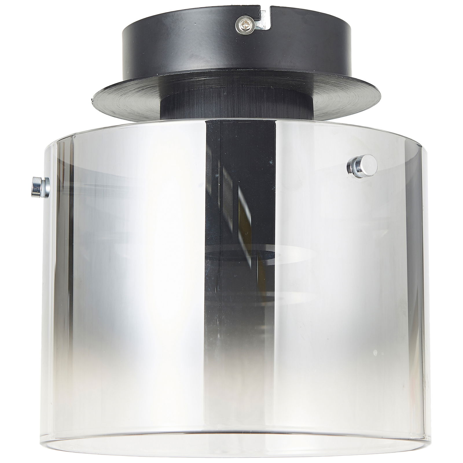 Dieter Knoll Deckenleuchte BETH Moderne Deckenleuchte mit zylindrischem, transparentem Schirm und schwarzer Halterung, seitliche Perspektive