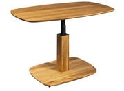Moderner Couchtisch aus Holz mit verstellbarer Höhe, seitliche Perspektive