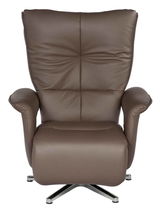 Brauner Fernsehsessel aus Leder mit hoher Rückenlehne und Armlehnen, Vorderansicht