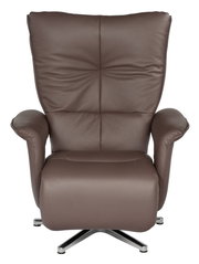 Brauner Fernsehsessel aus Leder mit hoher Rückenlehne und Armlehnen, Vorderansicht