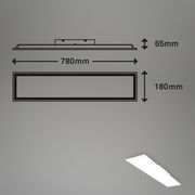 Rechteckige Badleuchte Panel in Weiß, 780mm x 180mm x 65mm, seitliche Perspektive