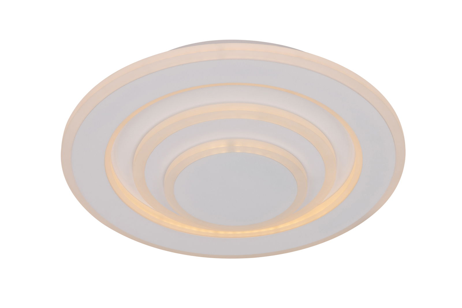 Runde LED-Deckenleuchte mit konzentrischen Kreisen, Ansicht von unten
