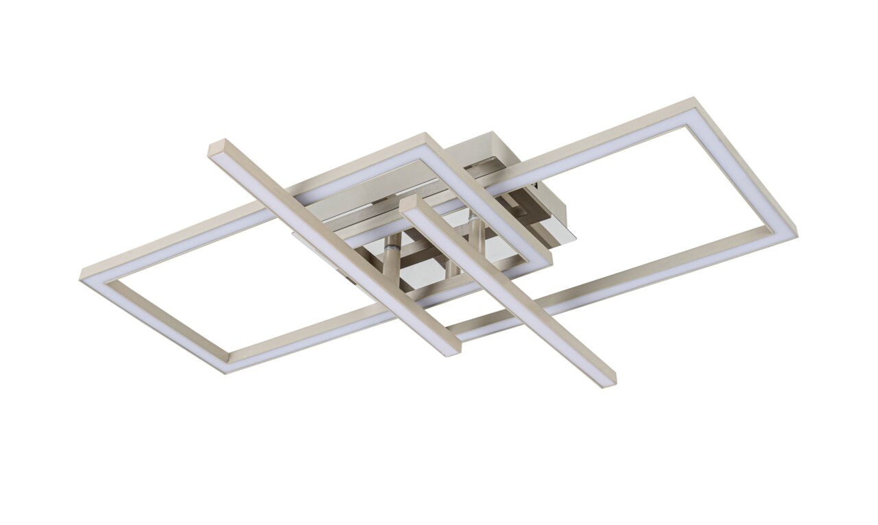 Moderne LED-Deckenleuchte mit geometrischem Design, seitliche Perspektive
