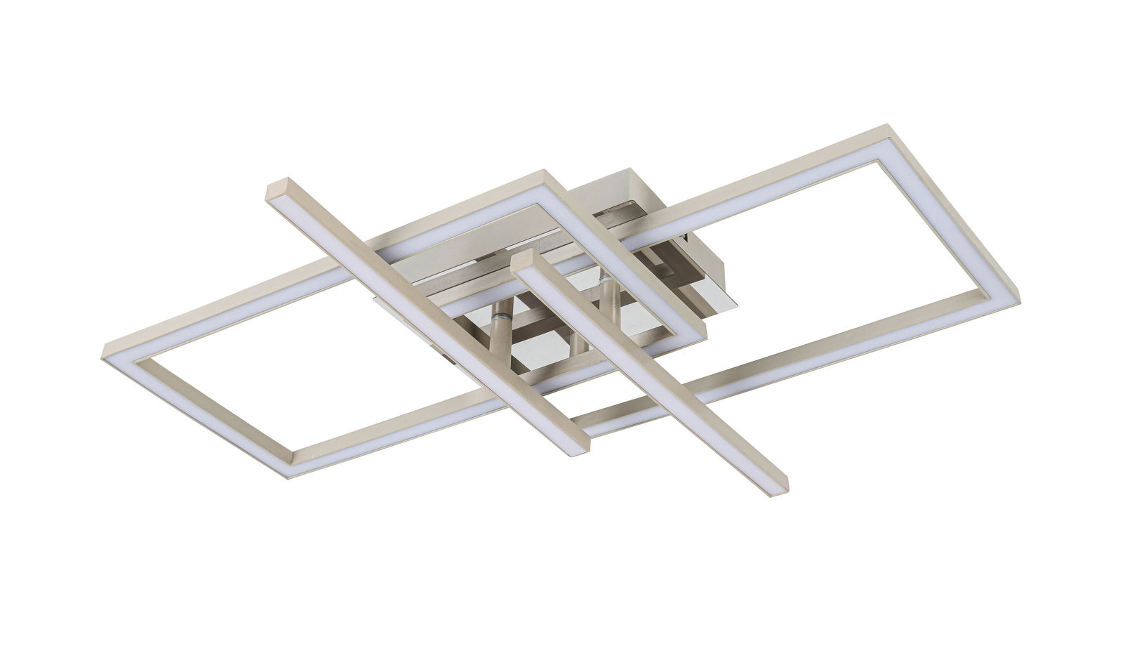 Moderne LED-Deckenleuchte mit geometrischem Design, seitliche Perspektive