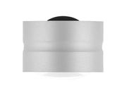 Silberne LED-Wandleuchte in zylindrischer Form, Frontalansicht