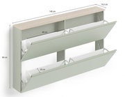 Hängeschuhschrank in hellgrün mit zwei Klappen, Maße 140 cm x 80 cm x 19,3 cm, seitliche Perspektive