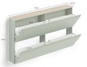 Hängeschuhschrank in hellgrün mit zwei Klappen, Maße 140 cm x 80 cm x 19,3 cm, seitliche Perspektive