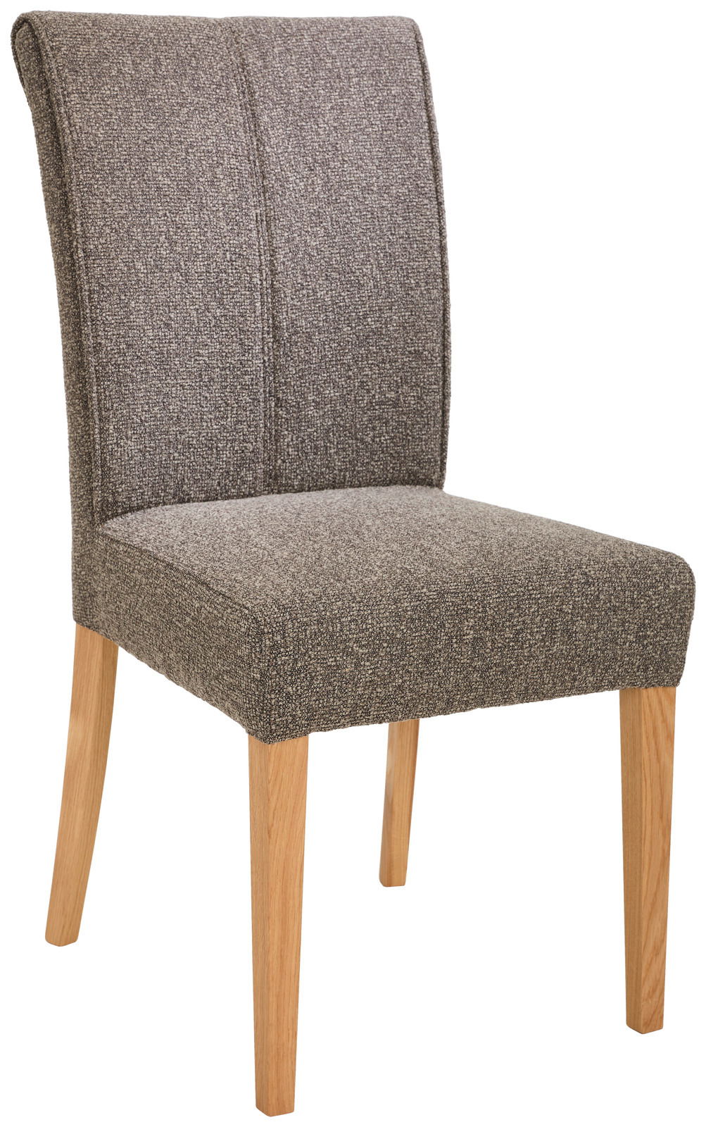 Valdera Stuhl ALEGRA II Grauer Polsterstuhl mit Holzbeinen, seitliche Perspektive