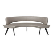 Moderne, gebogene Sitzbank in Lederoptik, frontal betrachtet