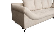 Beige Ecksofa METZ mit Ottomane rechts, seitliche Perspektive