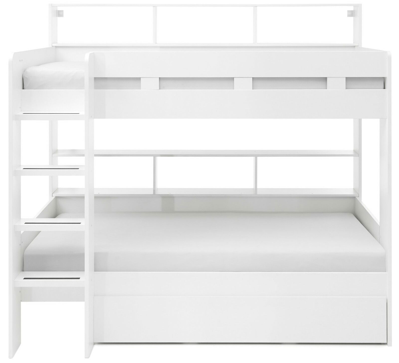 Weißes Etagenbett mit integrierter Leiter, Vorderansicht
