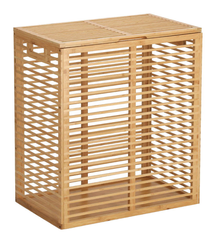 Wäschsammler aus Bambus mit Gitterdesign, seitliche Perspektive