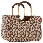 Tas met luipaardprint en gouden handvatten, zijaanzicht