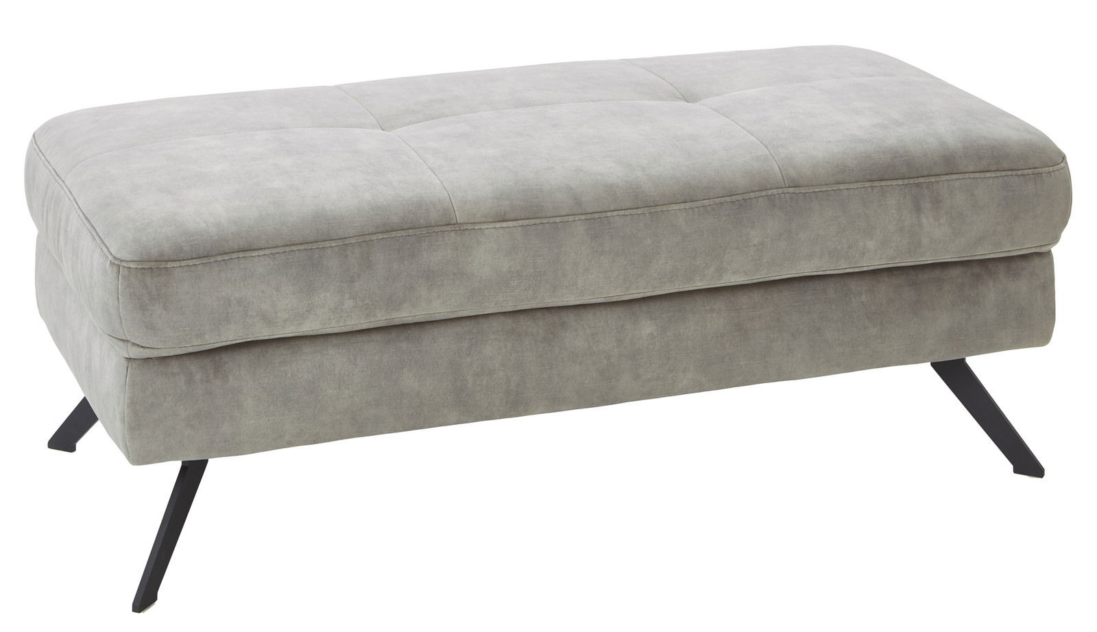 Beldomo System XXL-Hocker MAGGIA Grauer XXL-Hocker mit schwarzem Metallgestell, seitliche Perspektive