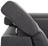 Seitenansicht einer grauen Rundecke mit verstellbarer Rückenlehne.