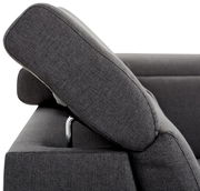 Seitenansicht einer grauen Rundecke mit verstellbarer Rückenlehne.