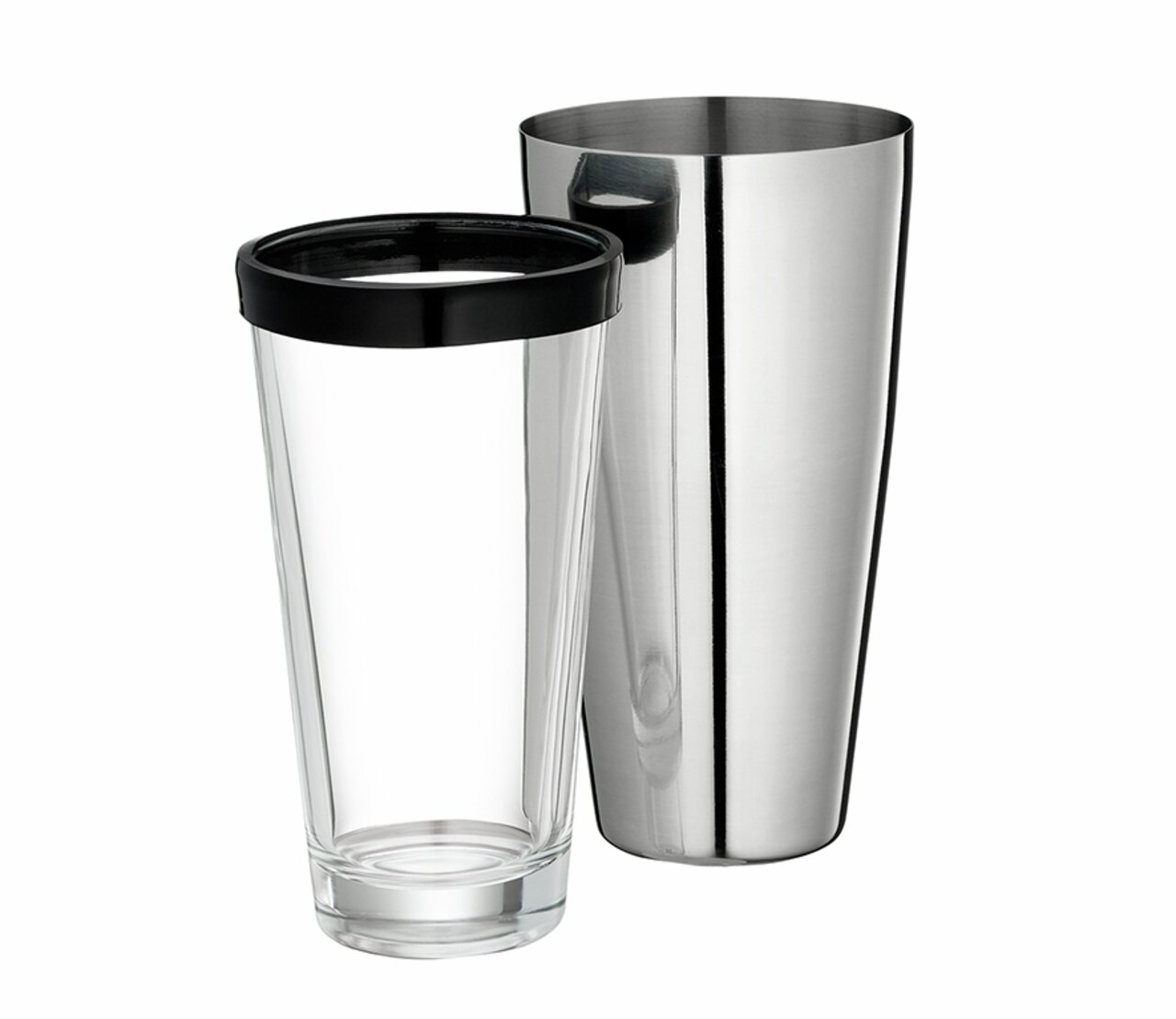 Cilio Boston Shaker Boston Shaker Set aus Edelstahl und Glas, seitliche Ansicht