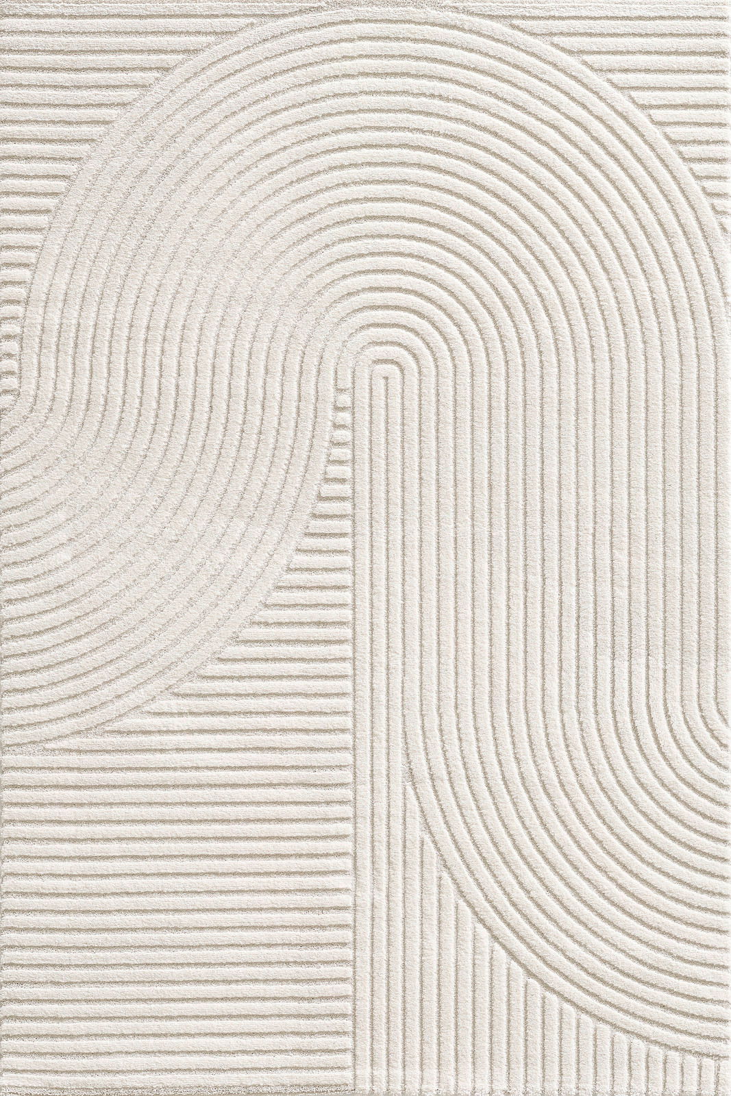 Merinos Webteppich ELIO Moderner Webteppich mit geometrischem Muster in Cremeweiß, Draufsicht