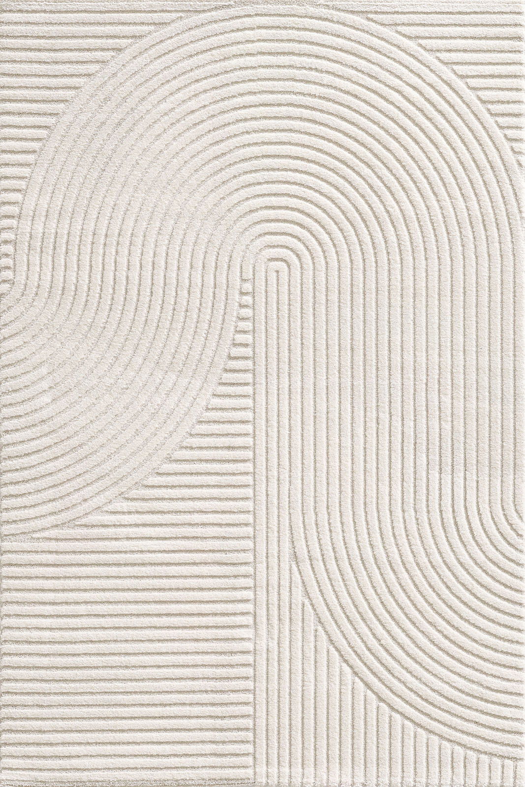 Merinos Webteppich ELIO Moderner Webteppich mit geometrischem Muster in Cremeweiß, Draufsicht