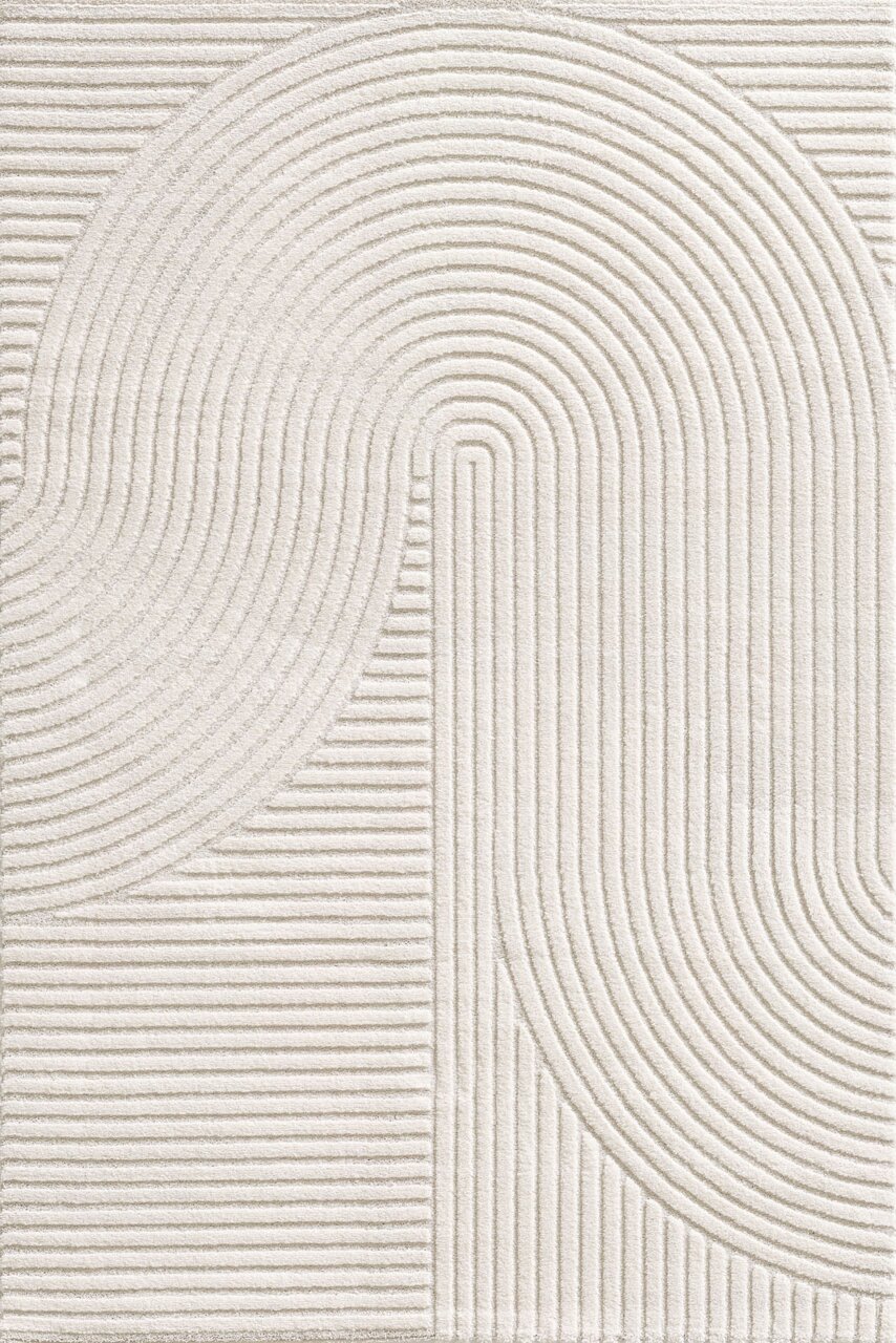 Merinos Webteppich ELIO Moderner Webteppich mit geometrischem Muster in Cremeweiß, Draufsicht