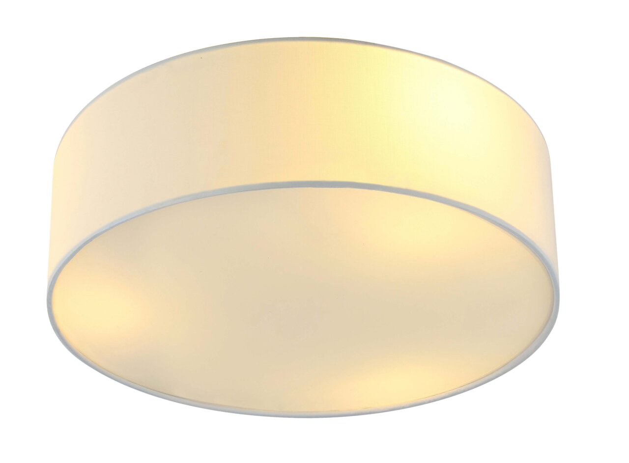 Ronde plafondlamp met witte kap, zijaanzicht