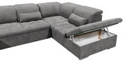 Graues Ecksofa mit Stauraum, Ansicht von schräg oben