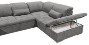 Graues Ecksofa mit Stauraum, Ansicht von schräg oben