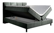 Boxbett mit hochgeklappter Matratze und Stauraum, seitliche Perspektive