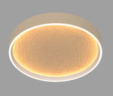 Runde LED-Deckenleuchte mit warmem Licht, seitliche Perspektive