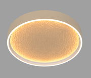 Runde LED-Deckenleuchte mit warmem Licht, seitliche Perspektive