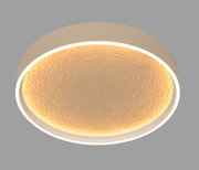 Runde LED-Deckenleuchte mit warmem Licht, seitliche Perspektive