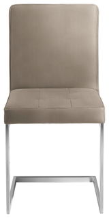 Freischwinger-Stuhl in Beige mit Metallgestell, Frontalansicht