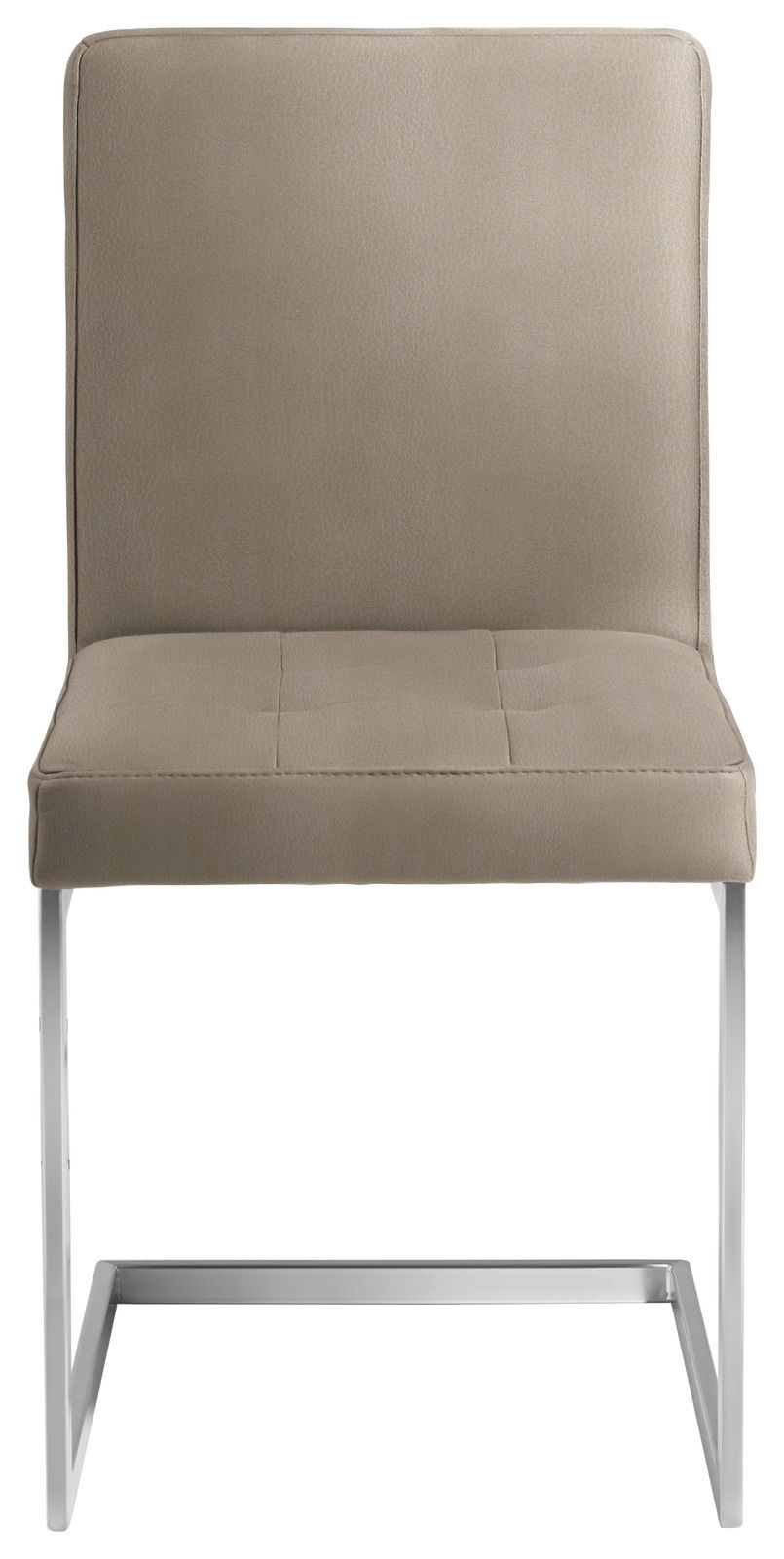 Freischwinger-Stuhl in Beige mit Metallgestell, Frontalansicht