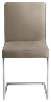 Freischwinger-Stuhl in Beige mit Metallgestell, Frontalansicht