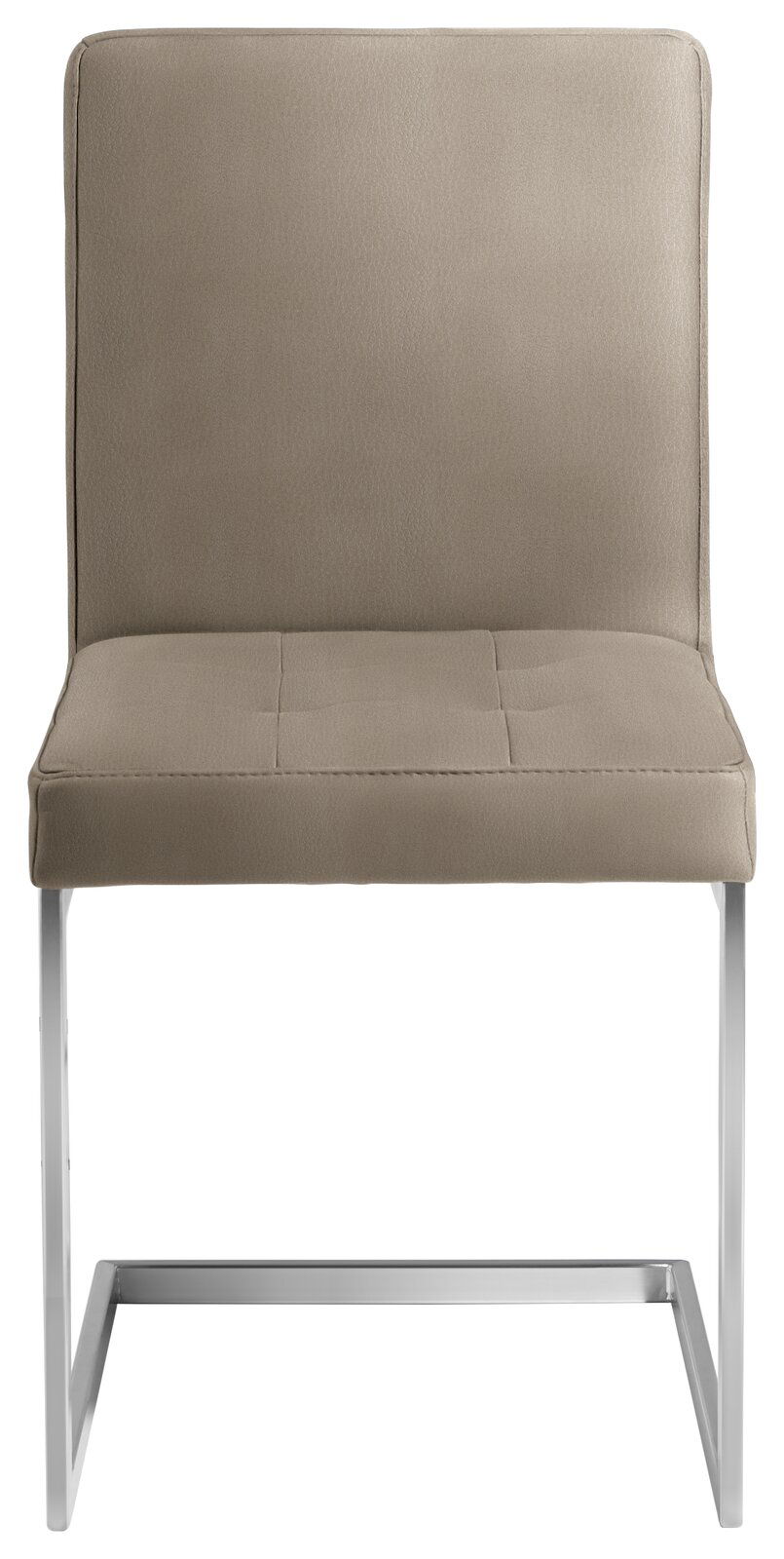 Freischwinger-Stuhl in Beige mit Metallgestell, Frontalansicht