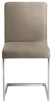 Freischwinger-Stuhl in Beige mit Metallgestell, Frontalansicht