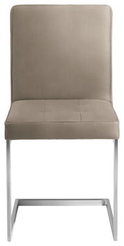 Freischwinger-Stuhl in Beige mit Metallgestell, Frontalansicht