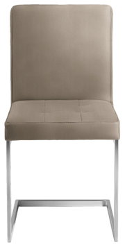 Freischwinger-Stuhl in Beige mit Metallgestell, Frontalansicht