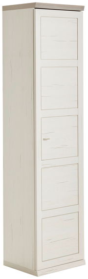 Schmaler Aktenschrank 5OH in heller Holzoptik, seitliche Perspektive