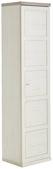 Schmaler Aktenschrank 5OH in heller Holzoptik, seitliche Perspektive